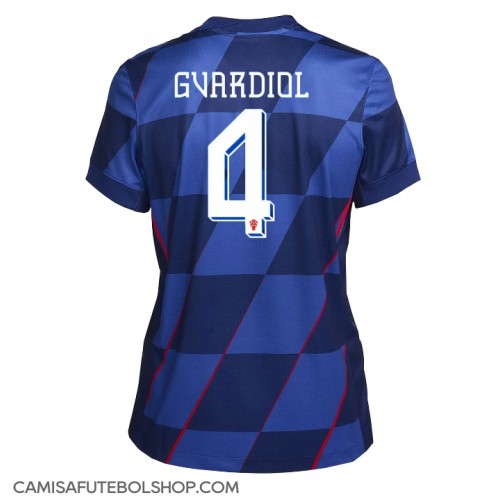 Camisa de time de futebol Croácia Josko Gvardiol #4 Replicas 2º Equipamento Feminina Europeu 2024 Manga Curta